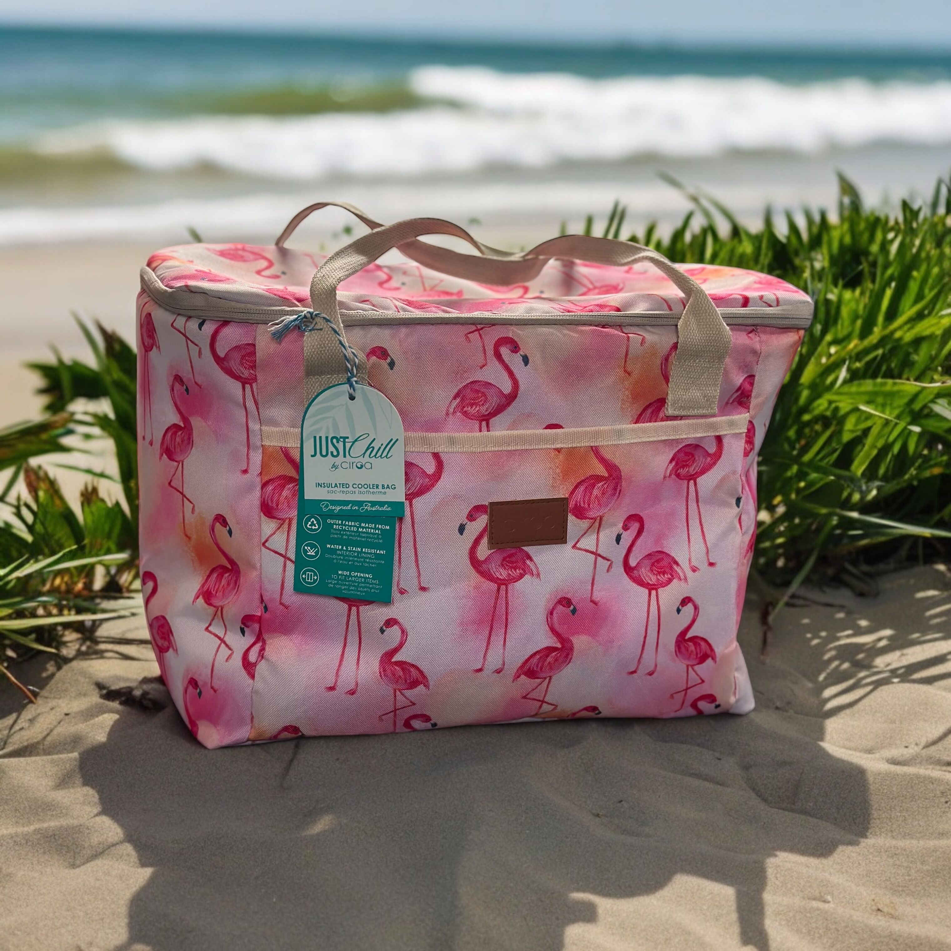 Circa Just Chill Cooler bag  12in  x 16in/Flamingos
