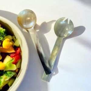 Salad Servers in Hand Cut Horn